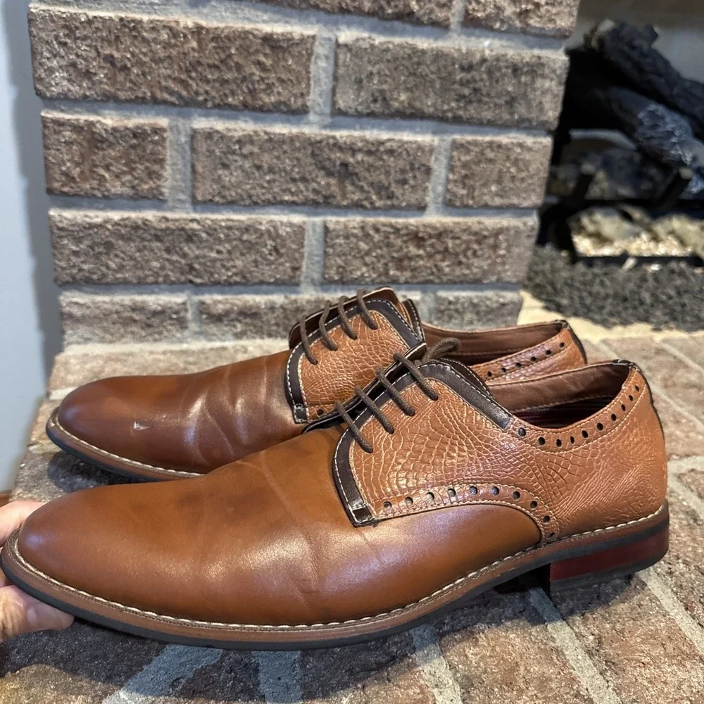 Ferro Aldo Men's Round Toe Lace Up Two Tone Oxfords Dress Shoes Size 11